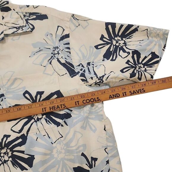 Nautica 100% Silk Men's Size Large Button Front Short Sleeve Shirt Front Pocket - Picture 5 of 8